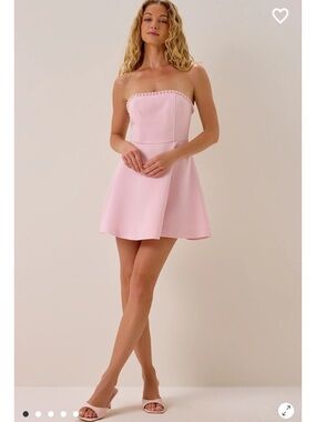 Altar'd State Blush Pink Strapless Pearl-Trim Mini Dress - NWT